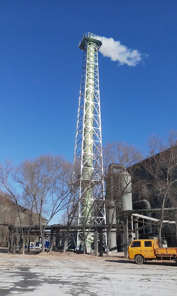 張家口礬山磷礦項(xiàng)目（口徑DN1500mm，高度45m玻璃鋼塔架式煙囪）